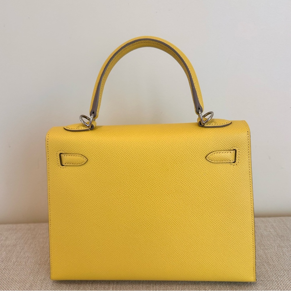 Hermes Kelly 25 in epsom leather. Lime color with palladium hardware. - Picture 4 of 4